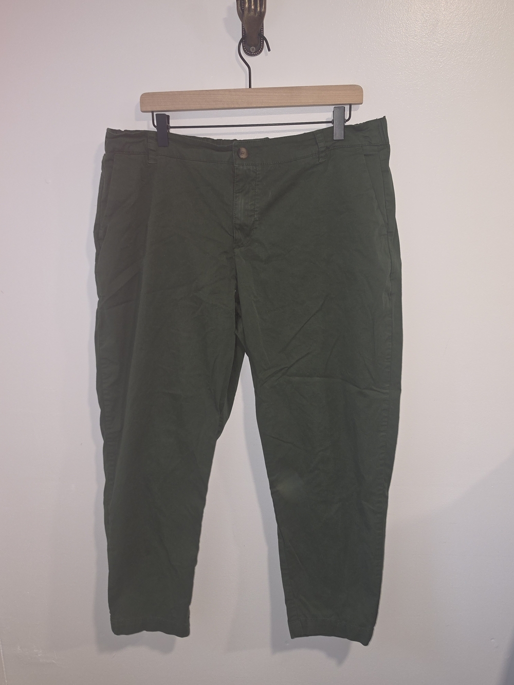 PACT Organic Cotton Men's Olive Green Straight Leg Chino Pants Size XL
